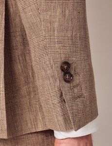 Brown Plaid Double Breasted Linen Tailored Suit - 1913 Collection-preview3