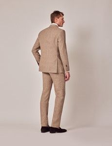 Brown Plaid Double Breasted Linen Tailored Suit - 1913 Collection-preview4