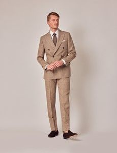 Brown Plaid Double Breasted Linen Tailored Suit - 1913 Collection-preview10