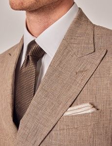 Brown Plaid Double Breasted Linen Tailored Suit - 1913 Collection-preview1