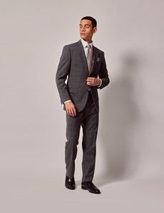 Dark Grey Plaid Tailored Italian Suit Jacket - 1913 Collection-preview7