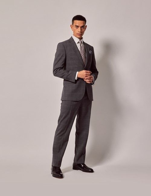 Dark Grey Plaid Italian Tailored Suit - 1913 Collection
