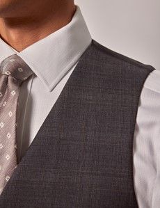 Dark Grey Plaid Italian Wool 3 Piece Tailored Fit Suit - 1913 Collection-preview9