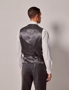 Dark Grey Plaid Italian Wool 3 Piece Tailored Fit Suit - 1913 Collection-preview11