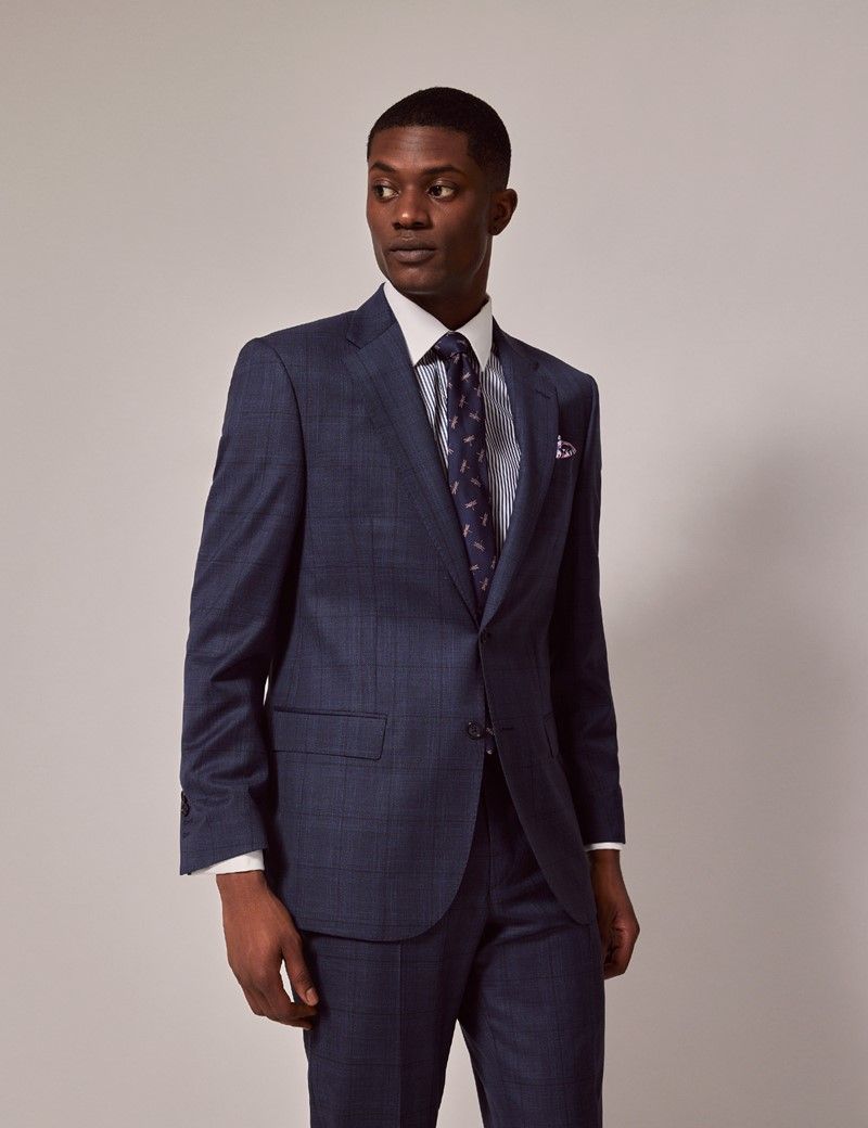 Men's Navy Check Tailored Suit - 1913 Collection | Hawes & Curtis