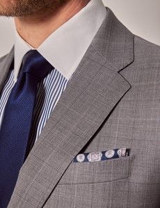Grey Windowpane Check Italian Tailored Suit Jacket - 1913 Collection-preview1