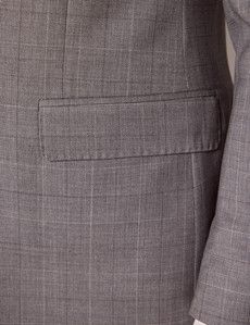 Grey Windowpane Check Italian Tailored Suit Jacket - 1913 Collection-preview2