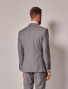 Grey Windowpane Check Italian Tailored Suit - 1913 Collection-preview4