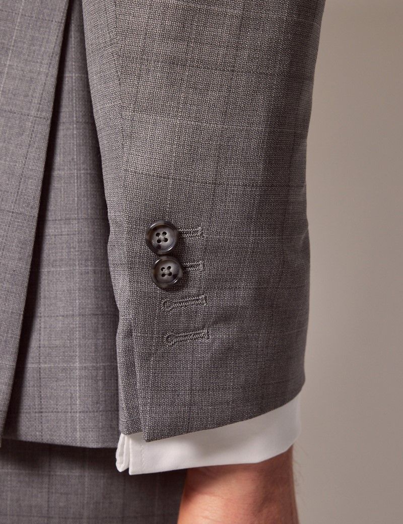 Men's Grey Windowpane Check Italian Tailored Suit - 1913 Collection ...