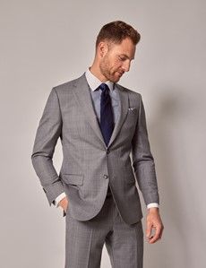 Grey Windowpane Check Italian Tailored Suit - 1913 Collection-preview2