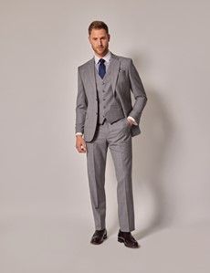 Grey Windowpane Check 3 Piece Tailored Italian Suit  - 1913 Collection