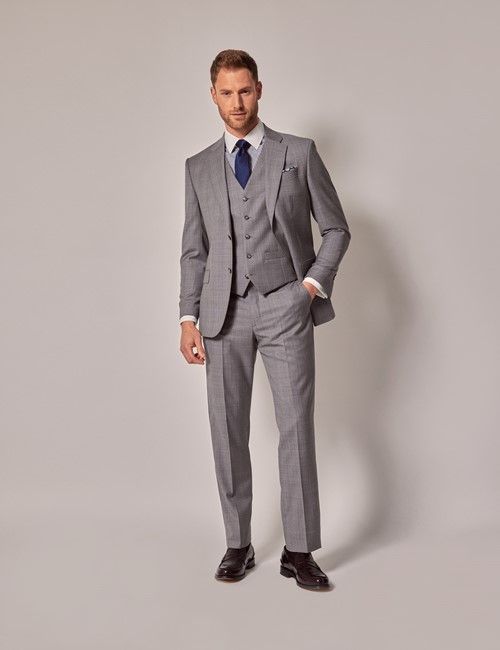 Tailored Fit Grey Windowpane Plaid 1913 Suit