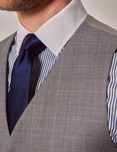Grey Windowpane Check 3 Piece Tailored Italian Suit  - 1913 Collection-preview8