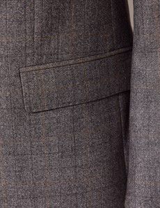 Grey & Brown Check Italian Flannel Wool Tailored Fit Suit - 1913 Collection-preview3
