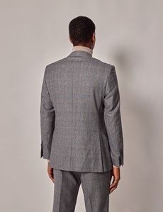 Grey & Brown Check Italian Flannel Wool Tailored Fit Suit - 1913 Collection-preview5