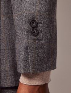 Grey & Brown Check Italian Flannel Wool Tailored Fit Suit - 1913 Collection-preview7