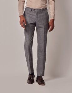 Grey & Brown Check Italian Flannel Wool Tailored Fit Suit - 1913 Collection-preview8