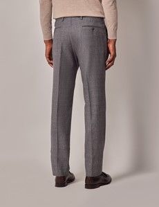 Grey & Brown Check Italian Flannel Wool Tailored Fit Suit - 1913 Collection-preview10