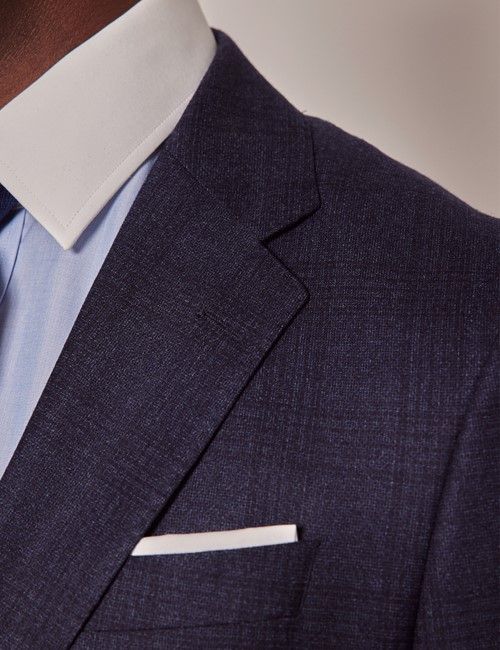 Blue Tonal Check Tailored Flannel Suit Jacket - 1913 Collection-preview