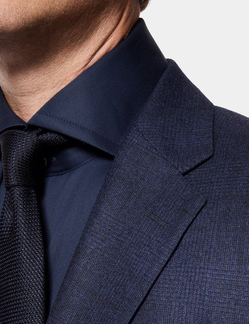 Tailored Fit Dark Blue Check 1913 Suit Jacket thumbnail 3