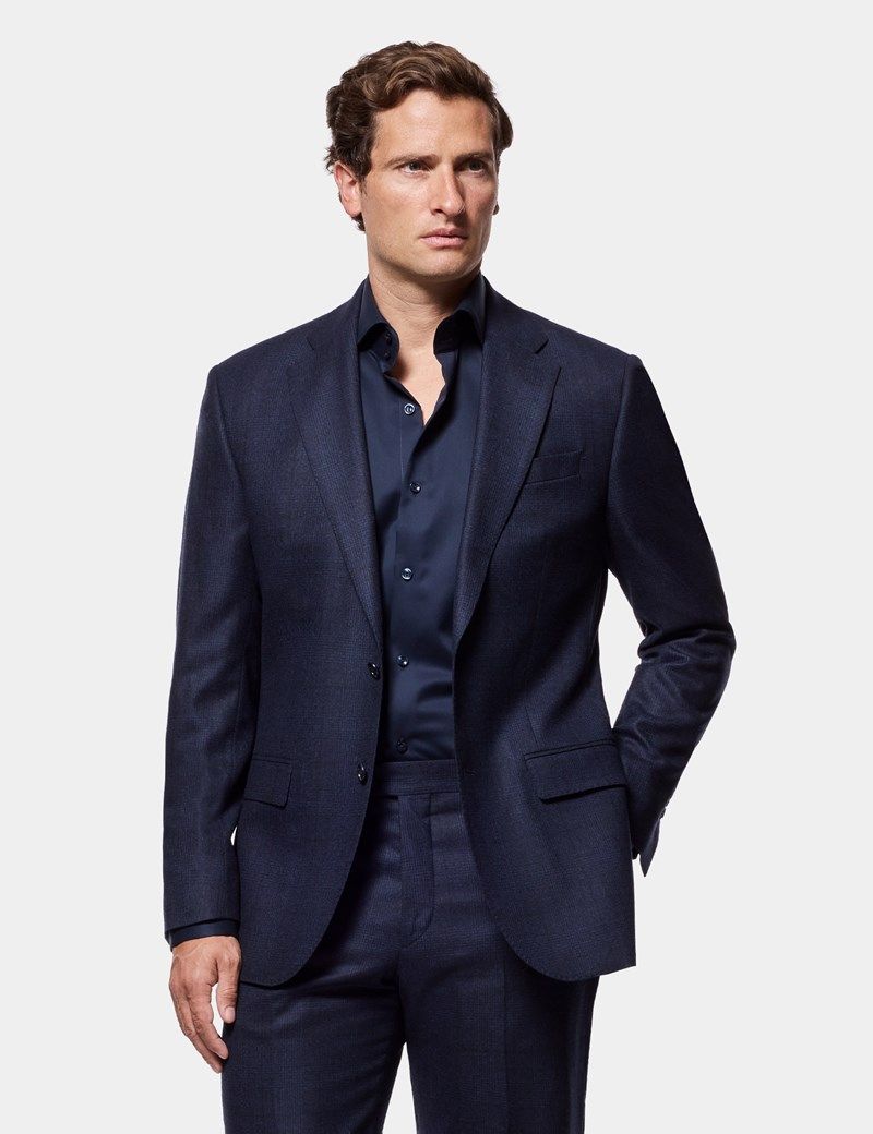 Tailored Fit Dark Blue Check 1913 Suit Jacket thumbnail 2