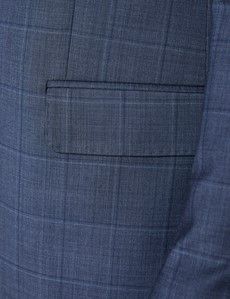 Men's Blue Tonal Check Tailored Fit Italian Suit Jacket - 1913 Collection-preview3