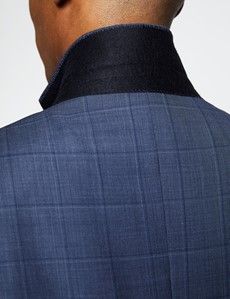 Men's Blue Tonal Check Tailored Fit Italian Suit Jacket - 1913 Collection-preview2
