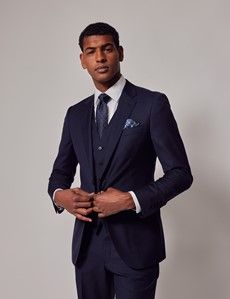 Navy Tonal Plaid 3 Piece Slim Suit-preview1