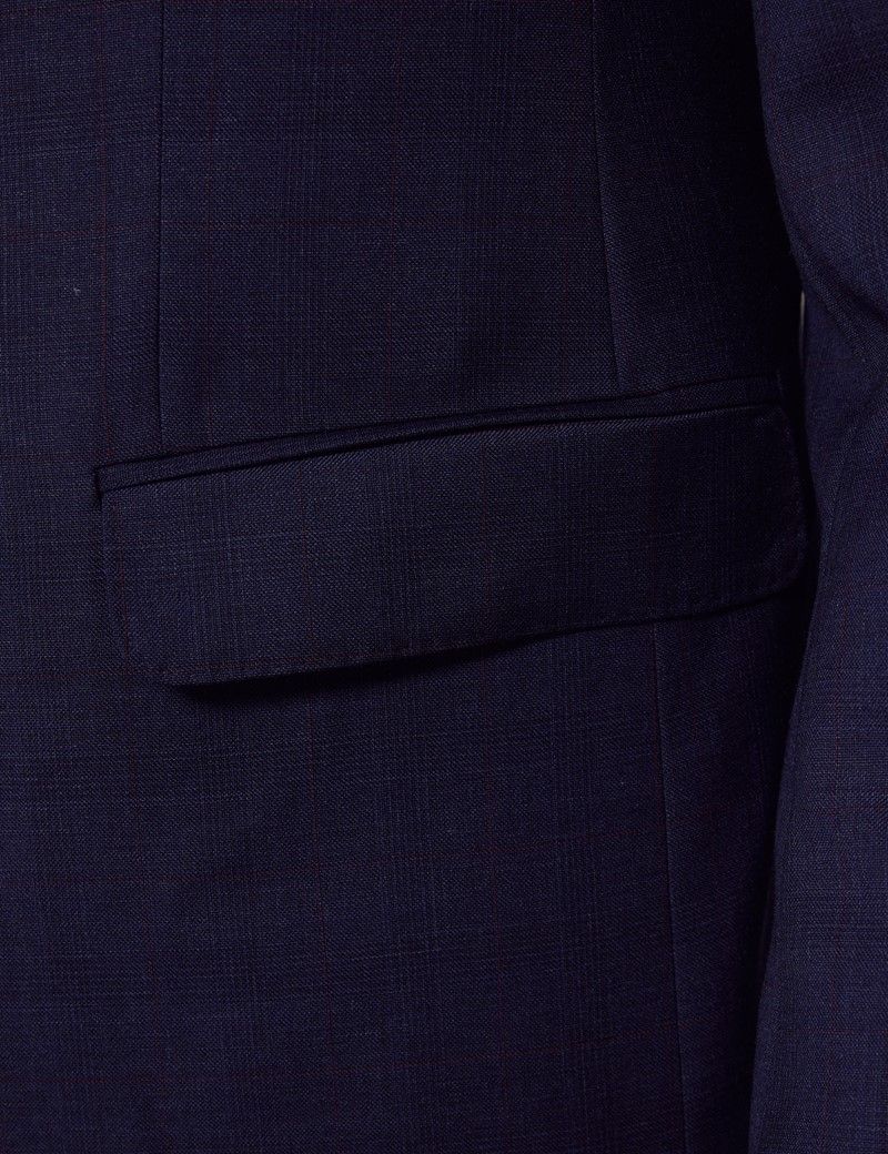 Men's Navy & Red Prince of Wales Check Classic 2 Piece Suit