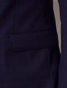 Navy & Red Prince of Wales Check Slim Suit Jacket-preview2