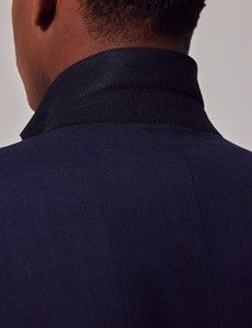 Navy & Red Prince of Wales Check Slim Suit Jacket-preview5