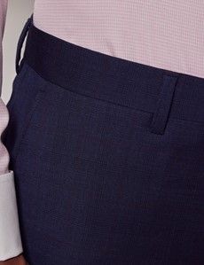Navy & Red Prince of Wales Check Slim Suit Jacket-preview7