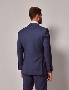 Blue & Brown Windowpane Check 3 Piece Slim Suit-preview3