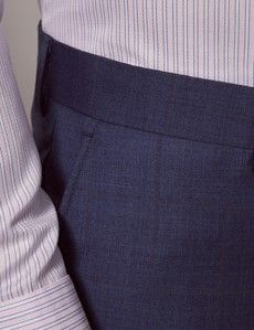 Blue & Brown Windowpane Check 3 Piece Slim Suit-preview10