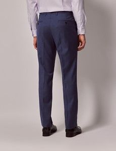 Blue & Brown Windowpane Check 3 Piece Slim Suit-preview11