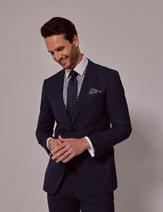 Indigo Small Check Slim Suit Jacket