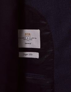 Indigo Small Check Slim Suit Jacket-preview3