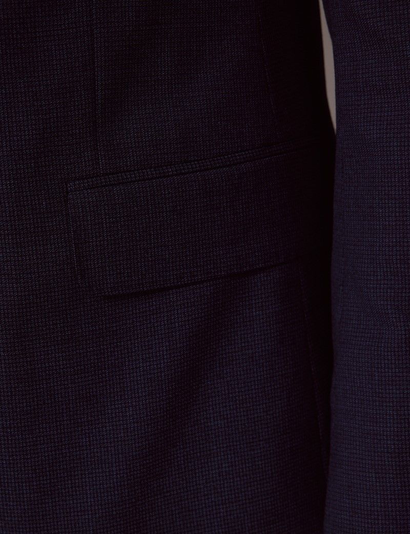 Men's Indigo Small Check Slim Suit | Hawes & Curtis