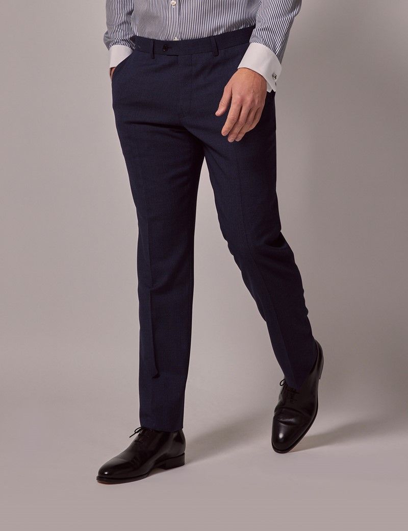 Men's Indigo Small Check Slim Suit | Hawes & Curtis