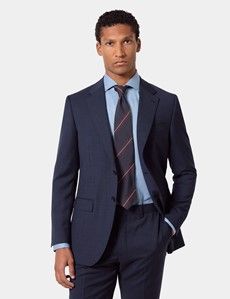 Slim Fit Navy Check Suit Jacket