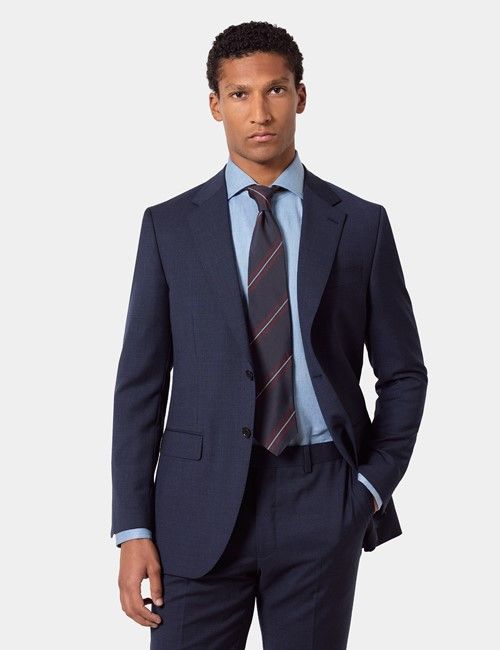 Slim Fit Navy Check Suit Trousers