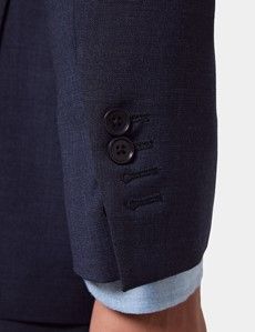 Slim Fit Navy Check Suit Jacket