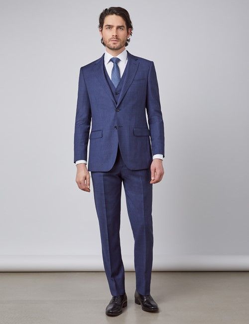 Slim Fit Blue & Brown OverPlaid Suit