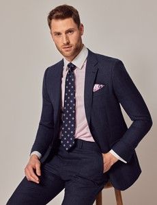 Blue & Red Prince of Wales Plaid Slim Suit Jacket