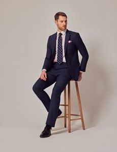 Blue & Red Prince of Wales Plaid Slim Suit Jacket-preview7