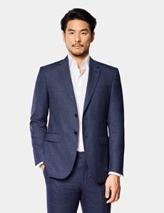 Slim Fit Blue & Red Prince of Wales Check Suit Jacket