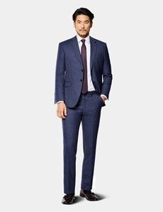 Slim Fit Blue & Red Prince of Wales Check Suit Jacket