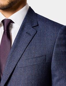 Slim Fit Blue & Red Prince of Wales Check Suit