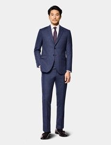 Slim Fit Blue & Red Prince of Wales Check Suit