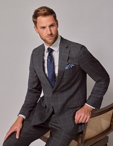Charcoal Plaid Tailored Suit Jacket - 1913 Collection